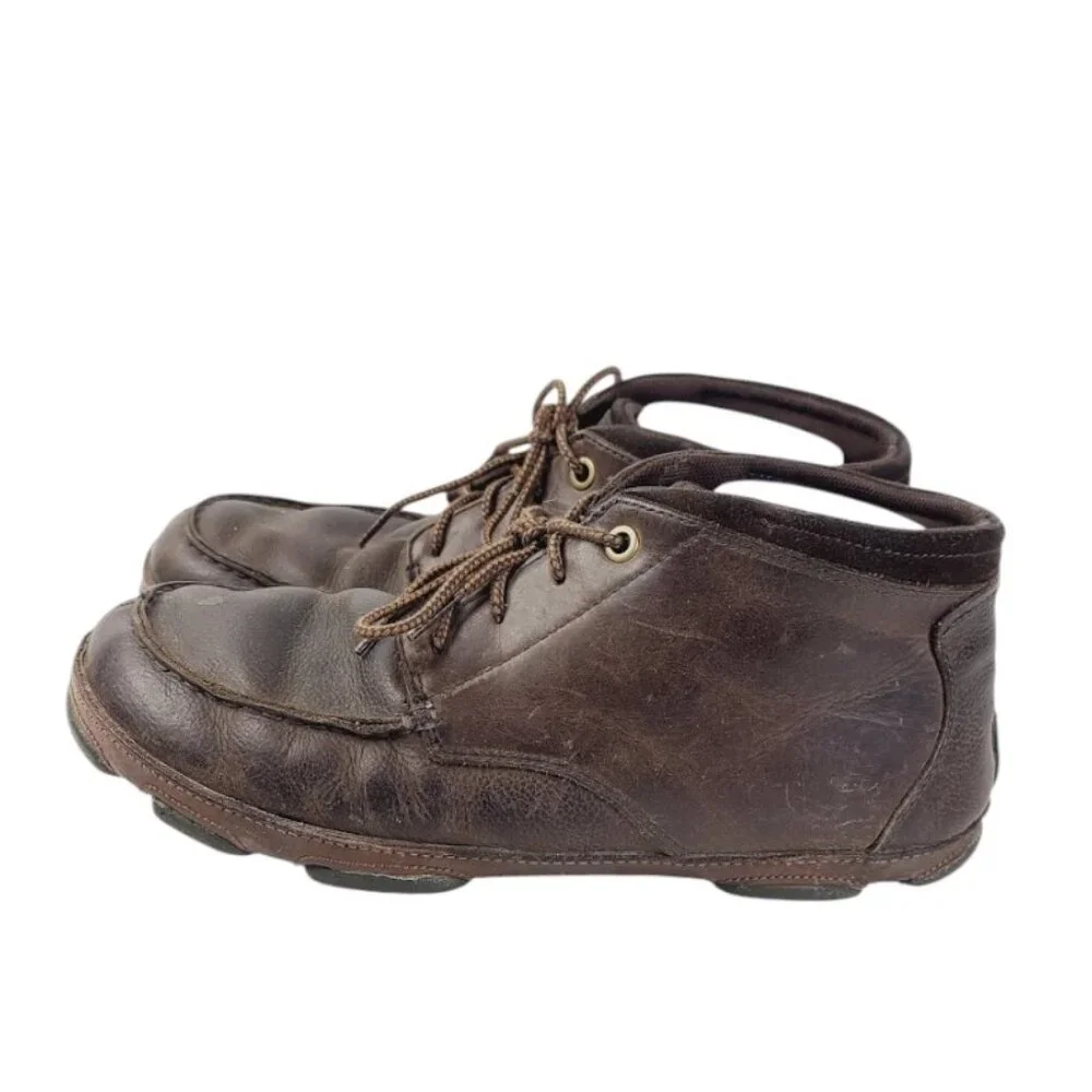 Olukai‎ Men's Mocha Brown Hamakua Leather Lace Up Ankle Chukka Boots Size 9